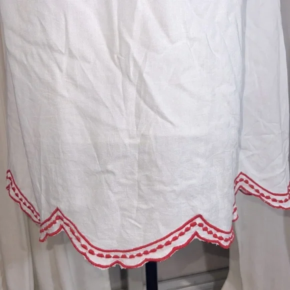 CC Chic Connection white tunic long shirt red embroidery tassel tie dress Small​ - Picture 16 of 16